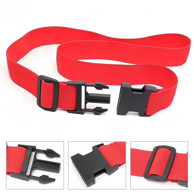 Adjustable Heavy-Duty Luggage Straps for Suitcases – Thickened Travel Belts for Carry-On, Checked Bags, and Backpacks – Keep Your Luggage Secure (red)