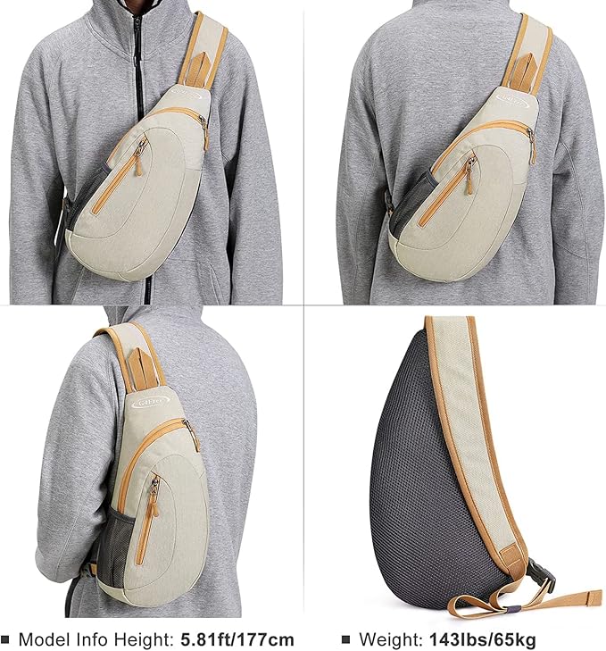 G4Free Sling Bag for Men Women, Small Crossbody Backpack Lightweight Chest Shoulder Bags for Travel, Outdoor and Sports (Ivory)