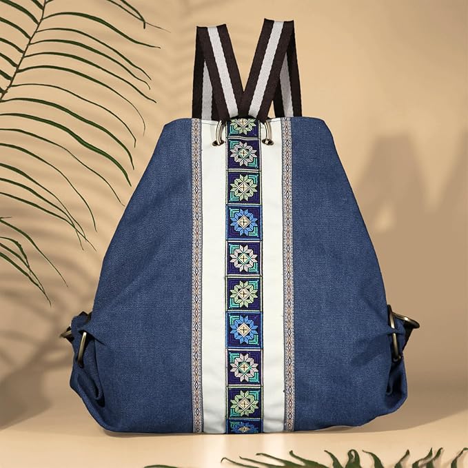 Goodhan Women Canvas Backpack Daypack Casual Shoulder Bag, Vintage Heavy-duty Anti-theft Travel Backpack