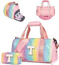 Easter Gifts for Teens Girls-Girl Gym Bag with Shoe Compartment, Kid Personalized Weekender Overnight Bags, Initial Travel Tote with Makeup Pouch, Gift for 3 4 5 6 7 Year Old Kids (Letter T)