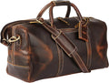 KomalC Leather Duffel Bags for Men and Women Full Grain Leather Travel Overnight Weekend Leather Bags Sports Gym Duffel for Men (Dark Tan, 20 Inch)