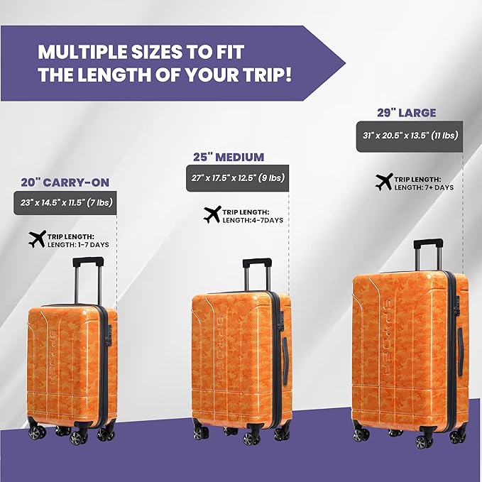 Spyder Matrix 29 Inch Large Luggage Expandable Hardside Upright Suitcase with 360° Spinner Wheels, TSA Approved Lock, Orange