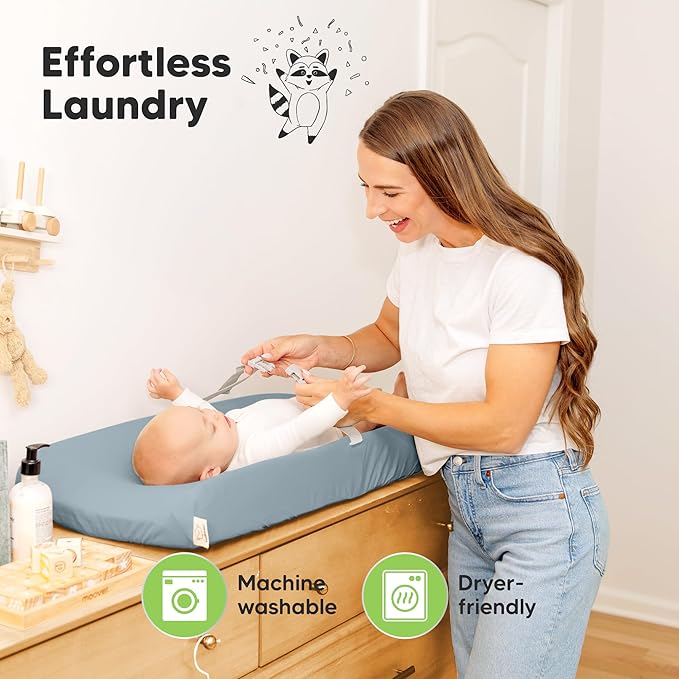 2-Pack Organic Changing Pad Covers for Girl, Boy, Neutral - 100% Cotton Changing Table Pad Cover, Soft Baby Nursery Diaper Changing Pad Sheets, Contour Changing Pads Liners, Change Pad Cover (Steel)