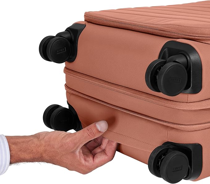Away Softside Bigger Carry-On Suitcase, 23 Inch Lightweight, Expandable High-Strength Nylon Luggage With Spinner Wheels, Meets Requirements for Most Major Airlines, Clay Pink