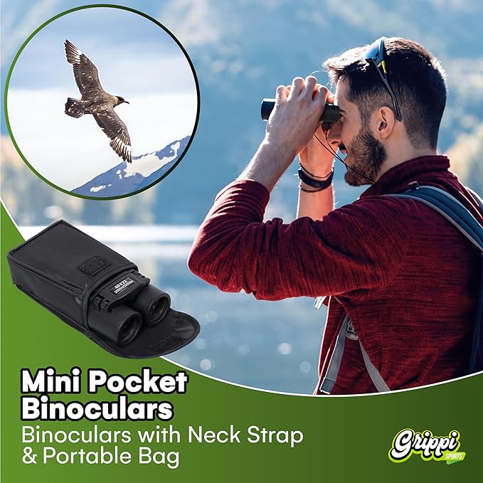 Grippi Toy Binoculars for Kids - Small Toddler Safari Binocular, 3.9x3.5 inches - Children Pretend Play, Jungle or Bird Watching Adventures for Children - Kid Party Favor - Durable Plastic - Set of 1