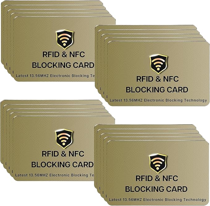 SaiTech IT 20 Pack RFID Cards One Card Protects Entire Wallet Purse For Men & Women, Contactless Bank Debit Credit Card Protector ID ATM Guard Card – Golden