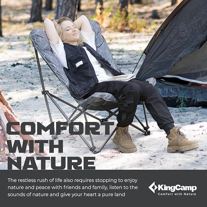 KingCamp Butterfly Chair Oversized XL Saucer Chair for Adults Padded Folding Comfy Camping Chairs for Teens Kids 300lbs Heavy Duty with High Back for Bedroom Living Room Dorm Rooms Outdoor Patio Lawn