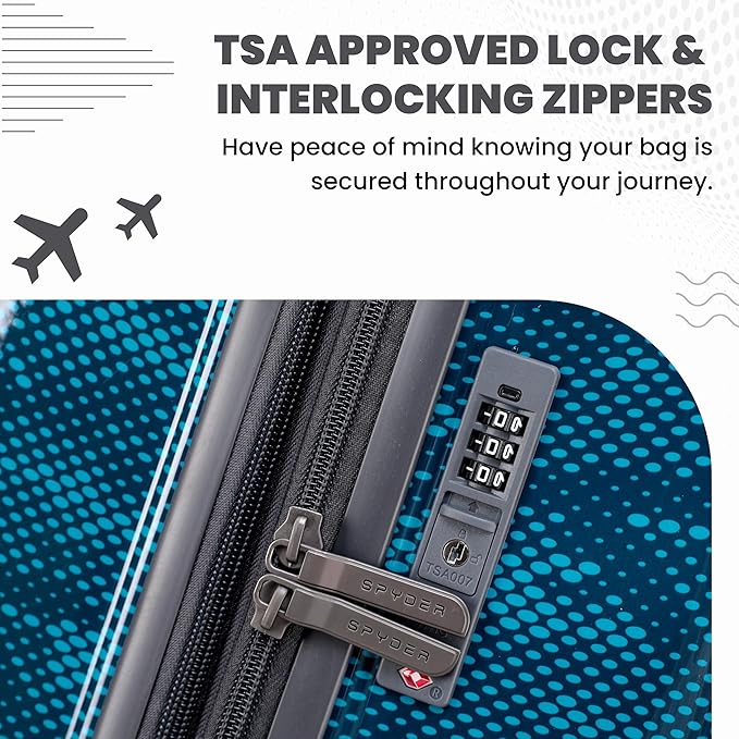 Spyder Matrix 20 Inch Carry On Expandable Hardside Upright Suitcase with 360° Spinner Wheels, TSA Approved Lock, Blue