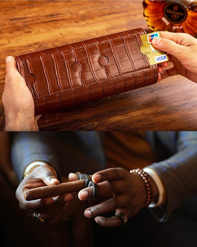 MR.OKAY 3 Watch Travel Case- Classic Leather Watch Case With Superb Texture.(Portable Watch Roll Or Organizer For Storage And Display).Festival Gift For Men, All Handcrafted By Artisans.
