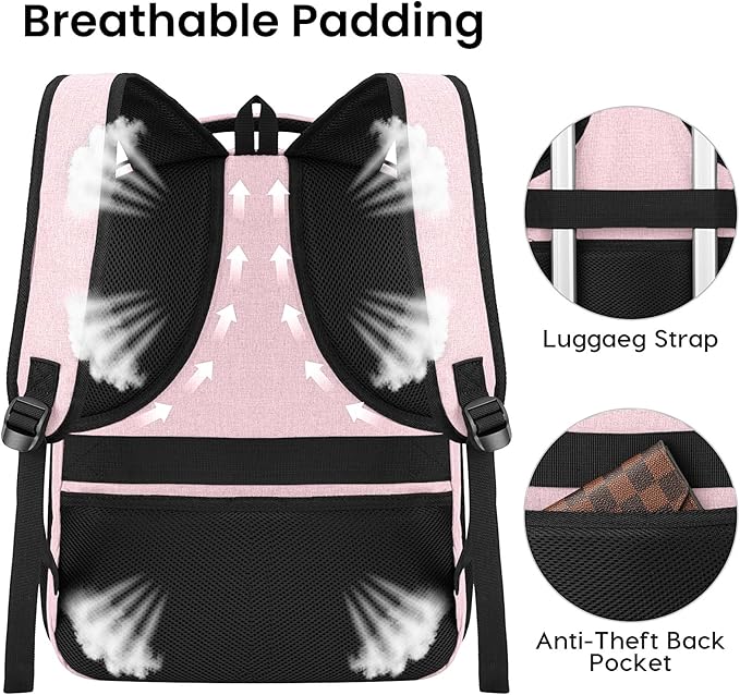 Backpack for Girls Women, School Backpack for Teen Boys, Lightweight Casual High School Bookbag, Daily-use Travel Laptop Backpack with USB Charging Port Fits 15.6 Inch Notebook