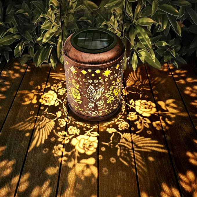 Solar Lanterns Outdoor Waterproof Hummingbird Christmas Garden Decor for Outside Birthday Gifts for Women Mom Grandma Hanging Solar Lights Metal Decoration for Yard, Patio,Backyard,Porch