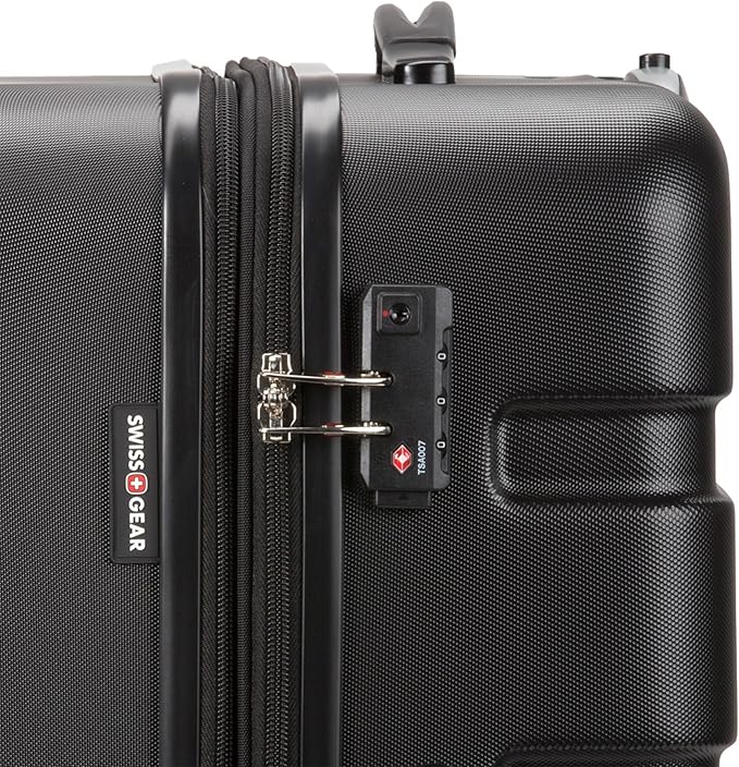 SwissGear 7366 Hardside Expandable Luggage with Spinner Wheels, Black, Checked-Medium 23-Inch