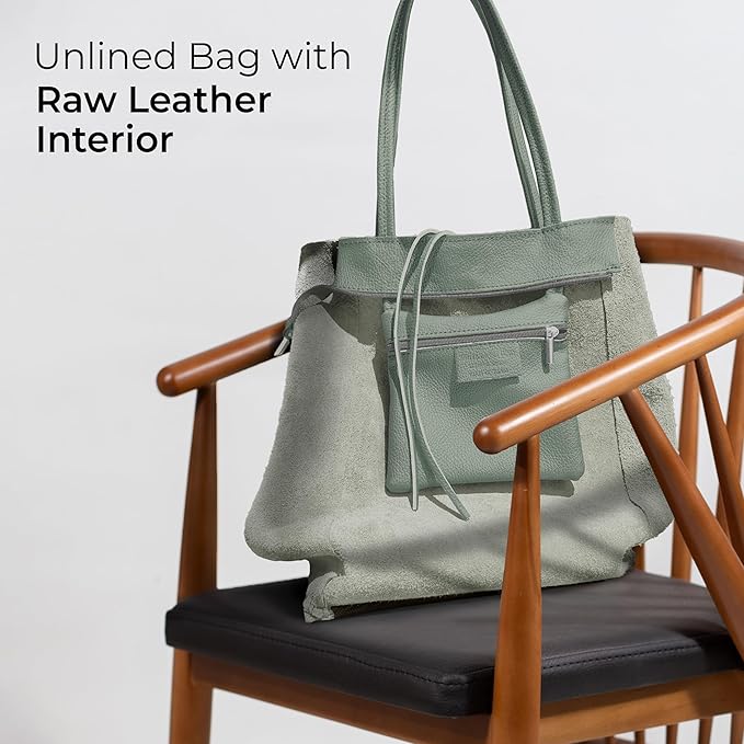 Italian Calf Leather Tote for Women with Zipper, Inner Pocket & Flat Base | Soft Unlined Shopper for Work & Travel
