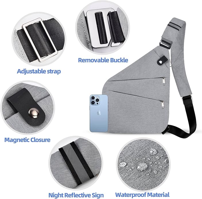 Anti Theft Crossbody Bag,Anti Theft Travel Bag for Women Men,Sling Crossbody Bag for Travel, Sport, Work