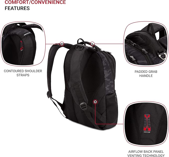 SwissGear Cecil 5505 Laptop Backpack, Black Cod/Camo, 18-Inch