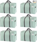 VENO 6 Pack Moving Bags, Heavy Duty, Moving Boxes Alternative, Packing Storage Supplies for Dorm Room Essentials with Zipper for Clothes, Extra Large Totes for Packaging (Shiny Light Green, 6 Pack)