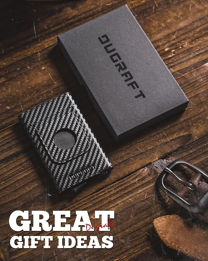 DUGRAFT Pop Up Wallet with AirTag Holder, RFID Blocking Air Tag Wallet with Money Clip Smart Credit Card Holder Wallet for Men(AirTag Not Included)