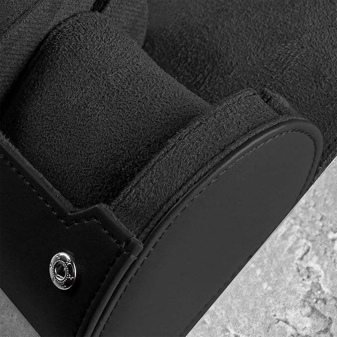 BARTON WATCH BANDS, Watch Roll - Black Recycled Leather Watch Travel Case & Watch Band Storage - 1 Watch Case