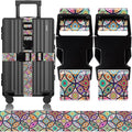 2 Pack Luggage Straps for Suitcases Adjustable Luggage Belt TSA Approved, Bright Colors Travel Packing Straps with Quick Release Buckle Unique Nylon for Sleeping Bag Car Seat, Bohemia