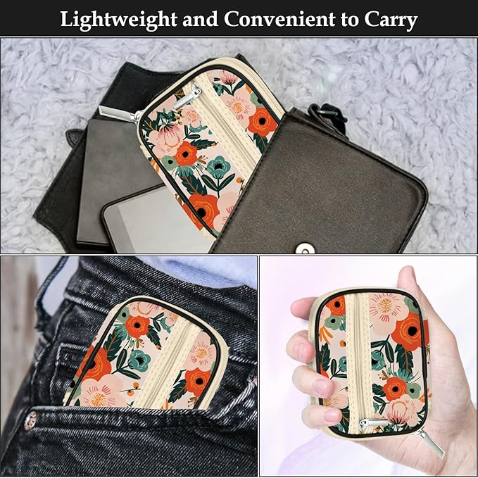 Serfeymi Weekly Travel Pill Organizer Case for Purse with Removable 7 Day Pill Box, Fashionable Pill Container for Medicine, Vitamin, Supplement - Bloom 01