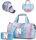 Pretee Girl Gifts-Girl Gym Bag with Shoe Compartment, Kid Personalized Weekender Overnight Bags, Initial Travel Tote with Makeup Pouch, Gift Ideas for Niece Sister (Letter O)