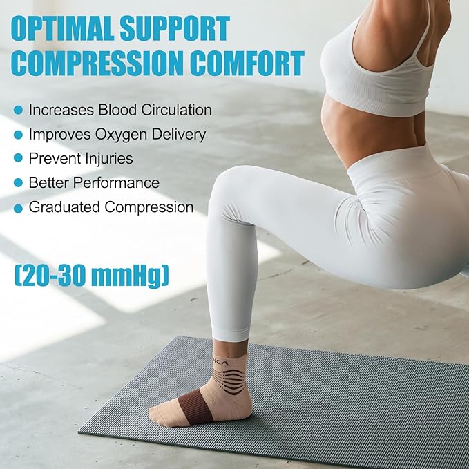 NEENCA Professional Compression Socks, Medical Athletic Ankle Socks for Injury Recovery & Pain Relief, Sports Protection, Circulation —1 Pair, 20-30 mmhg