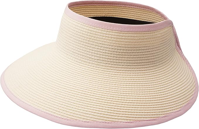 Joywant Womens Sun Visor Hats, Packable Wide Brim Ponytail Beach Hat Straw Visor Summer Beach Vacation Essentials for Womens