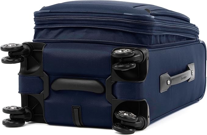 Travelpro Platinum Elite Softside Expandable Carry on Luggage, 8 Wheel Spinner Suitcase, USB Port, Suiter, Men and Women, Dark Blue, Carry On 21-Inch
