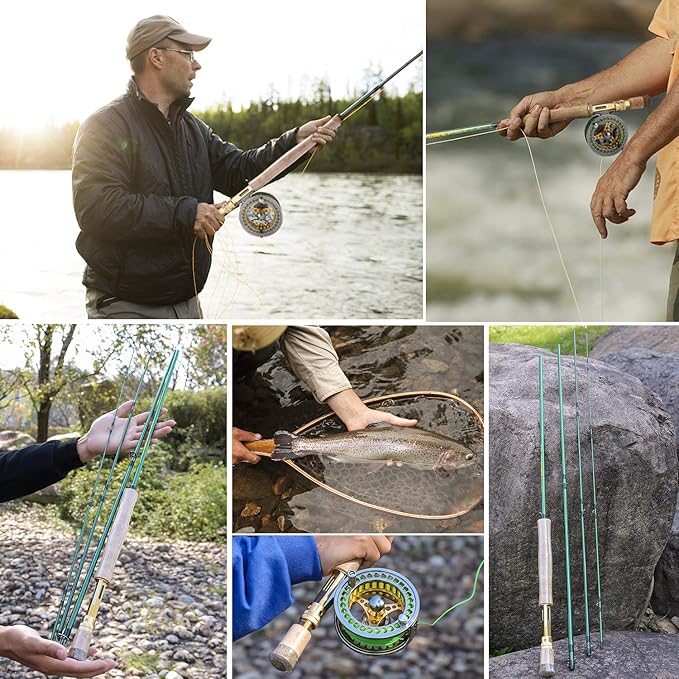 Sougayilang Fly Fishing Rod Reel Combos with Lightweight Portable Fly Rod and CNC-machined Aluminum Alloy Fly Reel,Fly Fishing Complete Starter Package