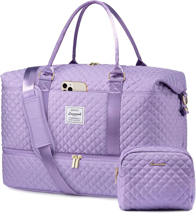 LOVEVOOK Travel Duffle Bag,Weekender Bags for Women with Shoe Compartment，Carry on Overnight Bag with Toiletry Bag,Gym Duffel Bag with Wet Pocket, Hospital Bags for Labor and Delivery