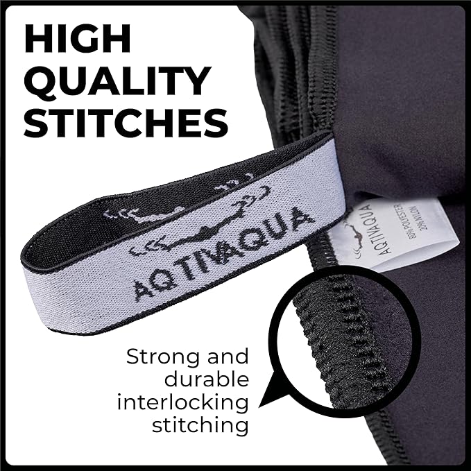 AqtivAqua Quick Dry Towel - Lightweight Microfiber Travel Towel w/Bag - Fast Drying Towel Set for Camping, Beach, Pool, Gym, Backpacking, Sports, Yoga & Swim Use, Hiking (Black, L:30"x60")