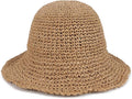Womens Wide Brim Straw Sun Hat Foldable Floppy Crochet Beach Hat for Summer