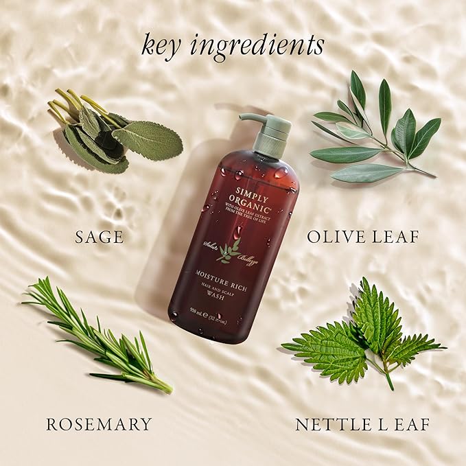 SIMPLY ORGANIC Hair Detox Clarifying Shampoo Scalp Wash, Made in Italy, All Natural Cruelty Free Hair Care for Women & Men with Rosemary, Sage & Olive Leaf Extract, 32 fl oz/958 ml, Refresh