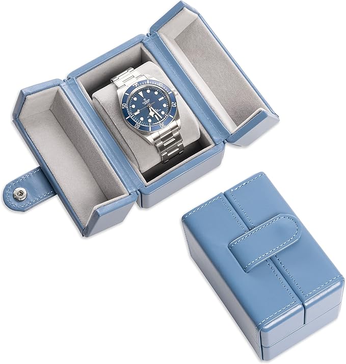 Single Travel Watch Case - Vintage Inspired - Exterior, Soft Microfiber Lining, Fits Up to 42mm Watches - Vegan Leather - Reliable Storage for Home or Travel
