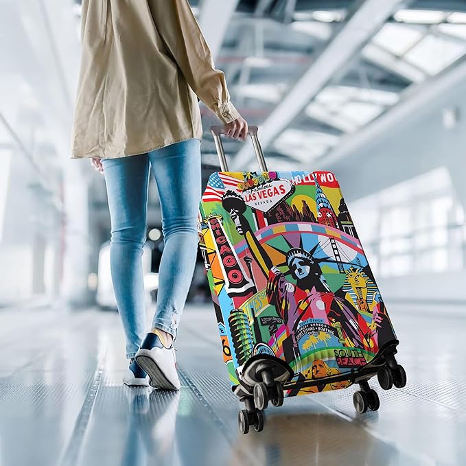 Travel Luggage Cover Suitcase Protector Fits 18-32 Inch Wheel Covers PatternedTravel Related Items Flower Luggage Protector Elastic L