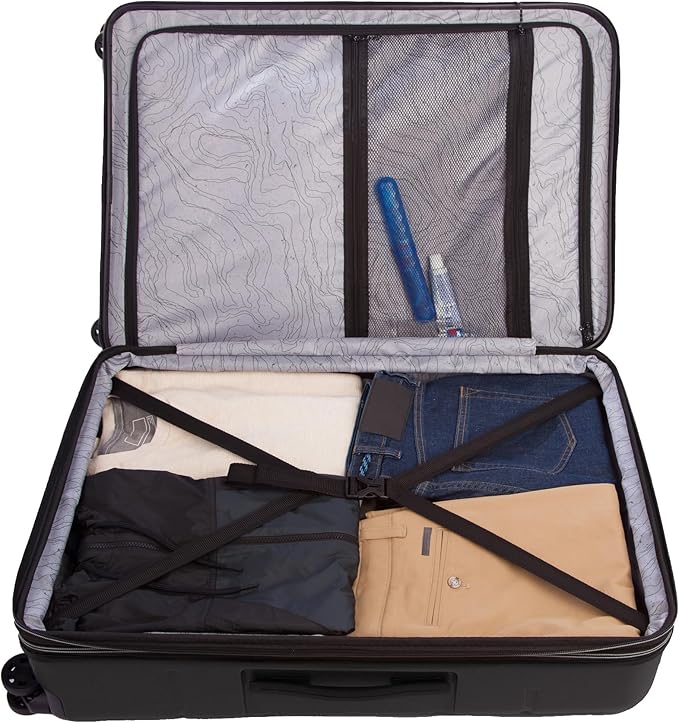 Eddie Bauer Glacier Checked 30" Luggage | Hardside | Spinner Wheels | Expandable | Lightweight | Travel Essentials - Carbon Grey