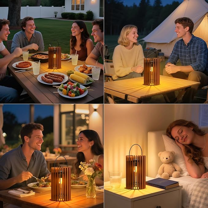 2 Set Solar Lantern Outdoor Rattan Lamp Outside Lights Hanging LED with IP44 Rating for Patio Garden Decor Porch Yard Table Top Decorative Tree Home
