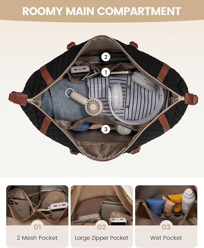 LOVEVOOK 4-in-1 Travel Weekender for Women - Duffle With Shoes Compartment, Carry On Overnight Tote, Toiletry Bag & Wet Pocket - Large Hospital Bag for Labor and Delivery