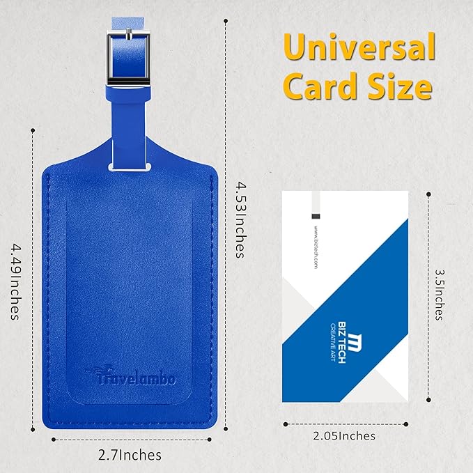 Travelambo Luggage Tags for Suitcases Faux Leather Privacy Protection 12 Pack Bag Tags Travel Accessories Essential, Fresh Blue