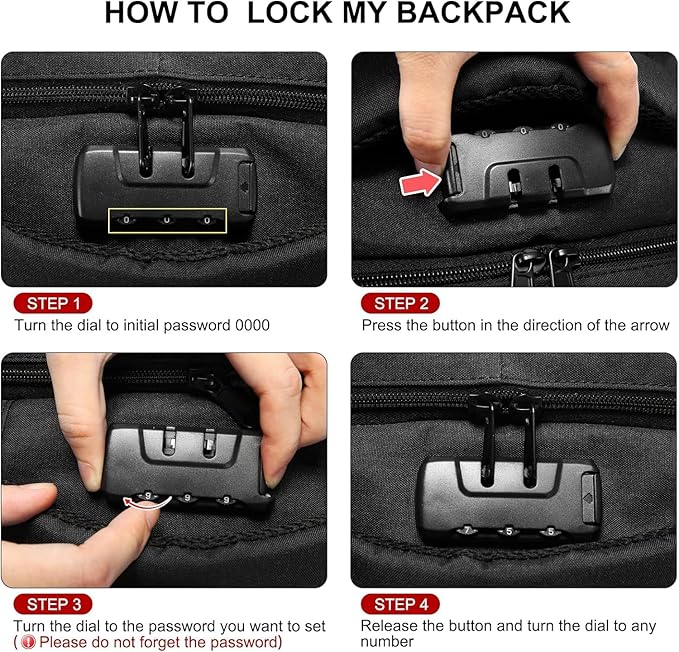 LOVEVOOK Travel Laptop Backpack Waterproof Anti Theft with Lock and USB Charging Port Large Computer Business Backpack for Men Women College (17 inch, Black)