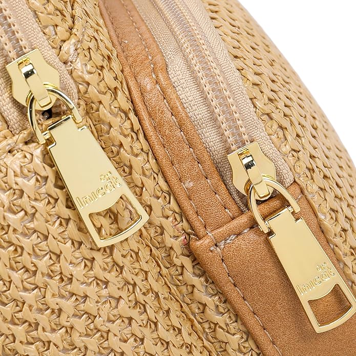 Haytijoe Summer Straw Purse Small Sling Bag RFID Blocking Crossbody Bags for Women Beach Raffia Bags Fanny Packs