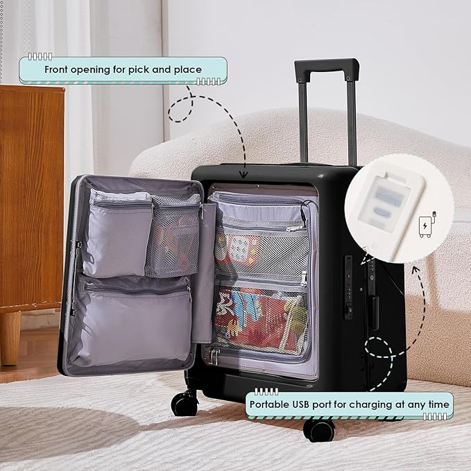 24" Ride-On CHECKED Luggage with Child Seat – Kids Travel Stroller Suitcase | 40L Large Capacity, USB Port & TSA Lock | Durable ABS+PC Hard Shell