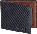 VISOUL Leather Mens Bifold RFID Blocking Wallet with 2 ID Windows, Leather Wallet for Men (Carbon Fiber, Black+Brown)