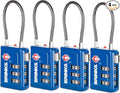 Brinks TSA Accepted Indicator Luggage Lock, Blue - Ressetable Combination, New More Secure TSA008 Key, 4 Pack