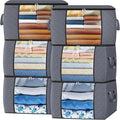 Fab totes 24 Gallons Clothes Storage, Foldable Thick Fabric Blanket Storage Bags, Containers for Organizing Bedroom, Closet, Clothing, Comforter, Organization with Handle (6 Pack,Grey)