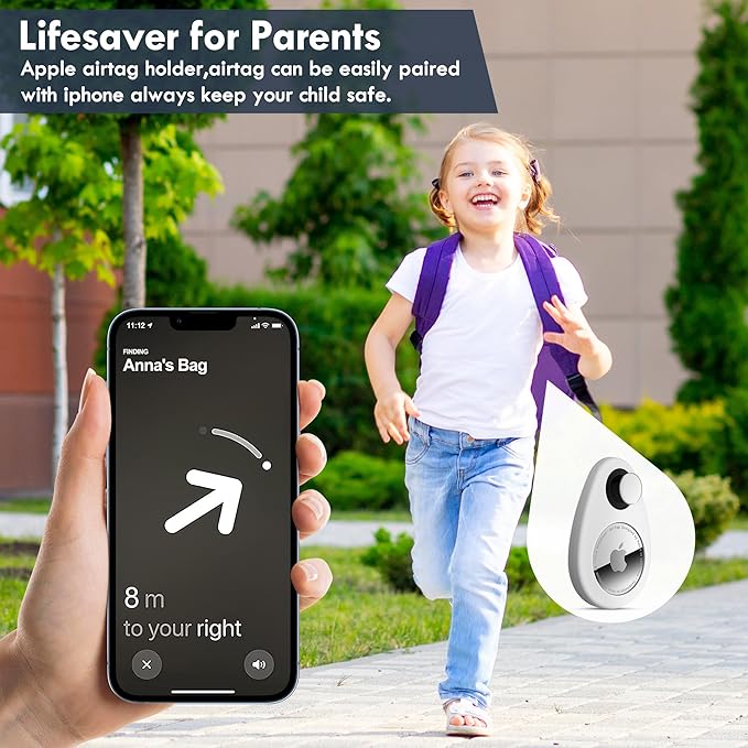 for Airtag Holder for Kids Hidden 2 Pack GPS Tracker Case, Anti-Removal Security Air Tag Case with Pins, GPS Cover Suitable for Children, Elderly, Pets, Backpack, Luggage (Black, White)
