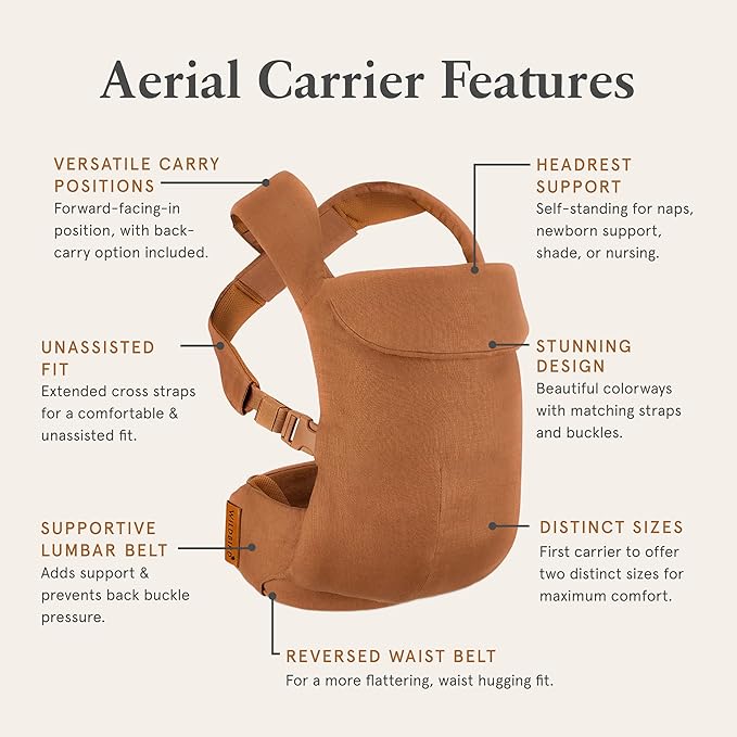 WildBird - Aerial Carrier - 7 to 45 lbs - for Moms, Dads & Caregivers - 100% Natural European Linen Fibers - Versatile & Adjustable - Large Size - Raven Fabric