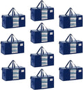 VENO 10 Pack Moving Bags, Comforter and Blanket Storage Bags for Closet, Moving Boxes, Boxes with Lids Alternative, College Dorm Packing Supplies, Foldable Heavy-Duty Tote (Blue, 10 Pack)