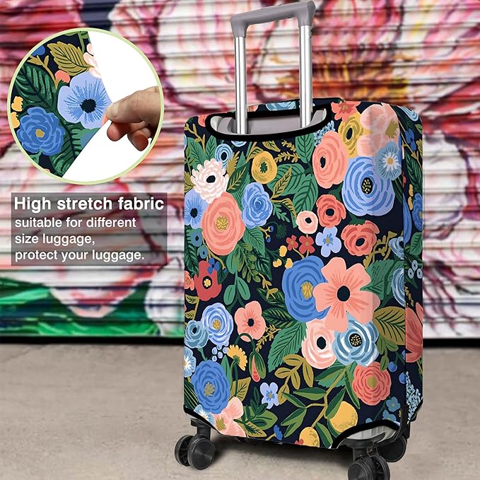 Travel Luggage Cover Suitcase Protector Fits 18-32 Inch Wheel Covers PatternedTravel Related Items Flower Luggage Protector Elastic XL