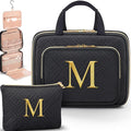 Gifts for Women, Initial Toiletry Makeup Bag Hanging Cosmetic Organizer with Embroidery Letter Personalized Nurse Teacher Appreciation Gift Birthday Christmas Gifts for Mom Sister Wife Friend Auntie